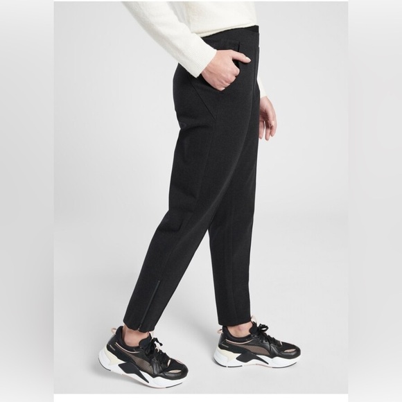 Athleta Vincent Heathered Pintuck Pant Carcoal Heather Gray Sz M NWT - Picture 3 of 9